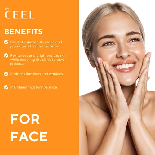 The Ceel 20% Vitamin C Brightening Anti-Aging Serum for Face with Ascorbic, Ferulic Acid & Vitamin B5 - Paraben & Perfume Free Skin Care Formula for Hydration, Wrinkles, Dark Spots, & Radiance - 30ml