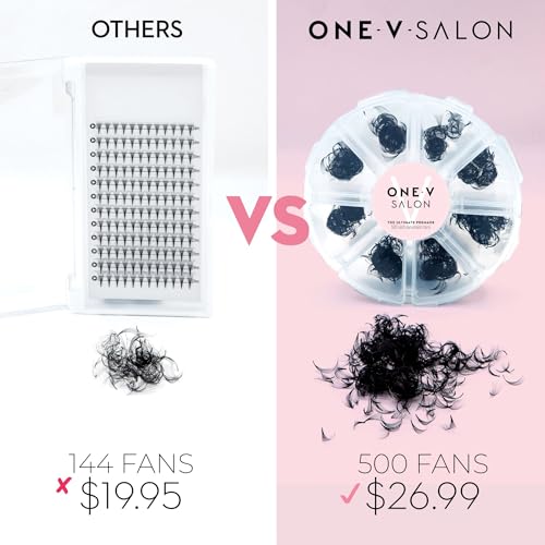 One V Salon 500 Premade D Curl Volume Lash Fans 14D-0.05mm 9-16mm Mixed Tray