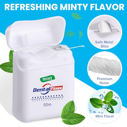 Dental Floss Bulk 72 Pcs Mint Flavored 50m White - Travel & Oral Care