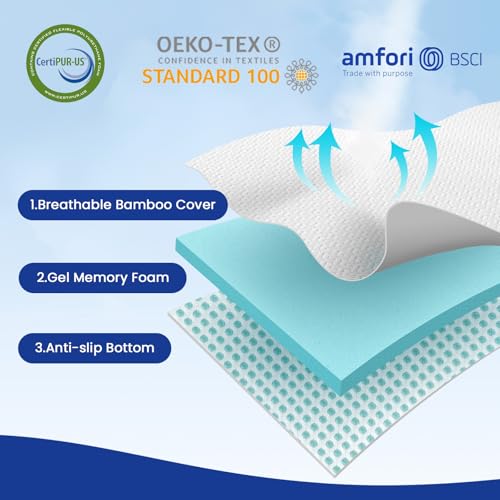 Czpalo Twin XL 3-Inch Cooling Gel Memory Foam Mattress Topper with Removable Cover