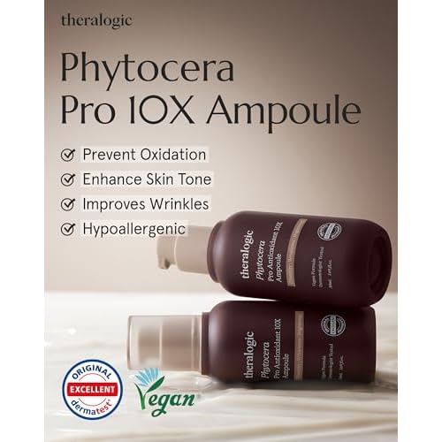 Phytocera Pro Antioxidant 10X Ampoule - Ceramide Lifting Elasticity Age-Defying Face Serum with Collagen, Hyaluronic Acid, NMF - Vegan and Dermatologically Tested, 1.69 fl.oz.