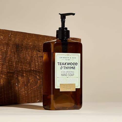 Body Prescriptions Crimson & Oak Men's Deep Cleansing Hand Soap with Pump Dispenser, 17 Fl Oz (Pack of 1), Teakwood & Thyme