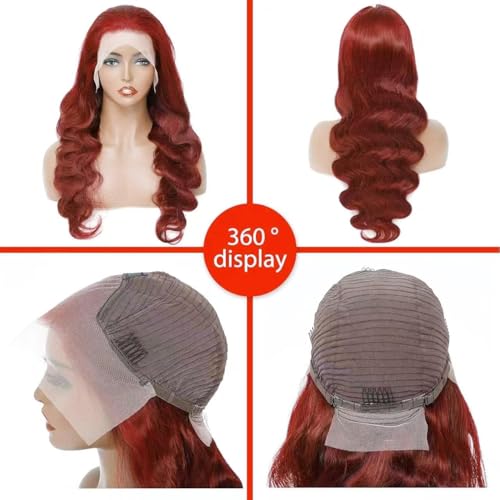 METDIO Reddish Brown 13x6 Lace Front Wigs Human Hair 26 Inch 180% Density