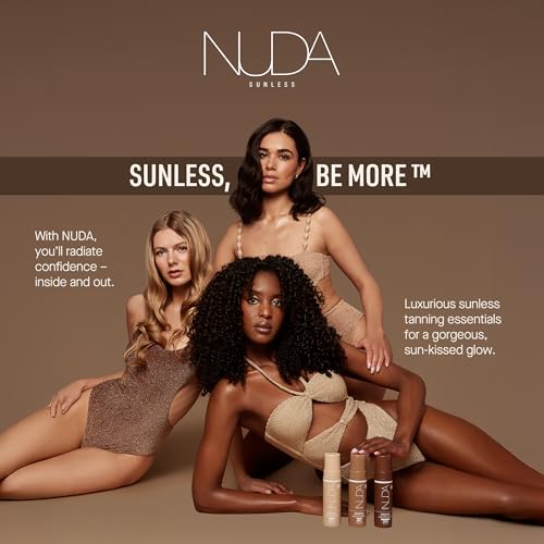 Nuda BronzeFoam Self Tanning Mousse | Lightweight, Fast-Drying & Streak-Free Sunless Tanner | Made with Niacinamide, Bakuchiol, Orchid Stem Cells, Panthenol & Ceramides | Easy to Apply (Dark, 190mL)