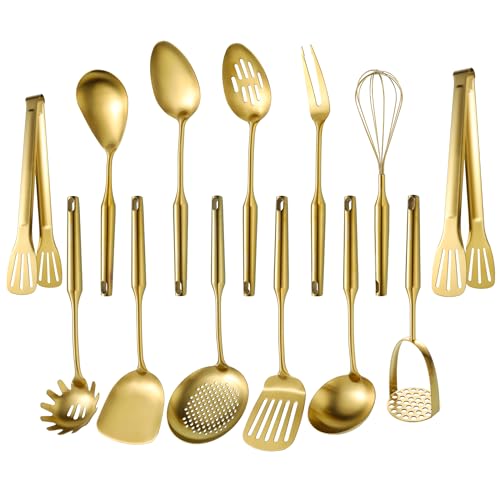 NIITAWH Gold 13-Piece Stainless Steel Kitchen Utensil Set - 12-13.7"