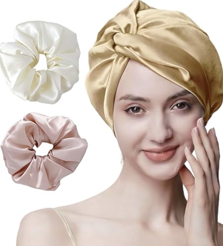 Mulberry Silk Sleep Cap Bonnet for Hair Care - Double Layer, 9 Colors