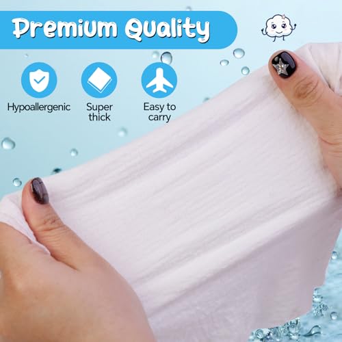 Premium Compressed Towels (50 Pack)-9.4" x 11.8", Portable Cotton Coin Tissues, Disposable Washcloths, Face Towels for Travel, Beauty, Camping, Hiking, Outdoor Activities