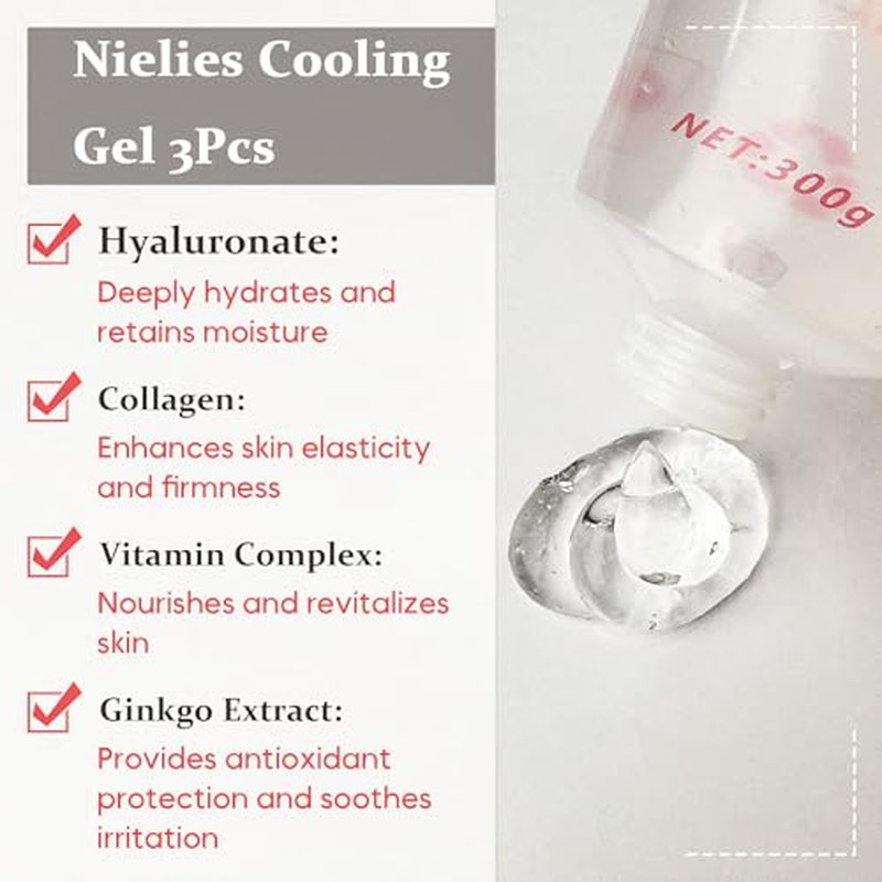 Bundle of 3 Cooling Gels+ 6 Aqua Solutions for Hydro Facial&Oxygen Machines-Conductive Gel for Laser, and Esthetician Supplies