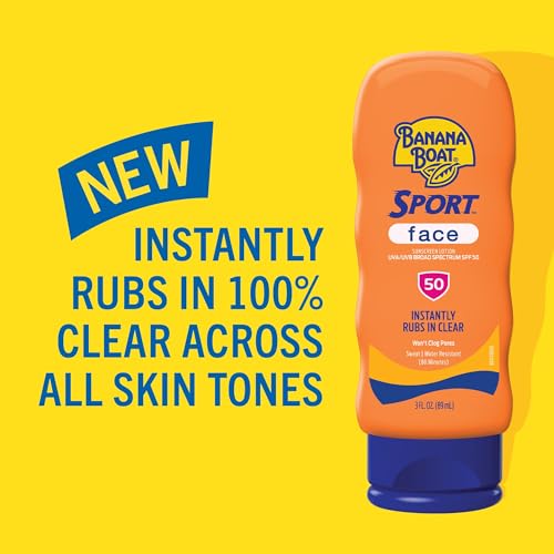 Banana Boat Sport Sunscreen for Face, SPF 50, 3Fl Oz, Banana Boat Sunscreen SPF 50, Travel Size, Sunblock, Mini Sunscreen for Dry Skin Face, 3Fl Oz