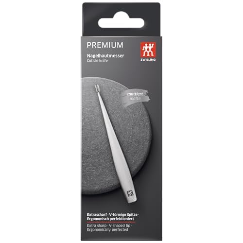 ZWILLING Cuticle Knife with V Blade (for manicures and pedicures, stainless steel), Frosted, Premium, Silver, 5 inch