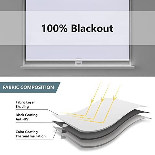 AOSKY Blackout Cordless Roller Shade for Indoor Windows 70x72 White - Energy Efficient & Safe