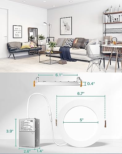 6 Inch LED Recessed Ceiling Light Pack of 24, Daylight 6000K, 1050LM, Slim Can Lights