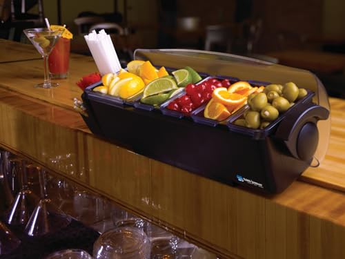 Garnish & Condiment Center with Dome Lid, 4 Qt Capacity, Black
