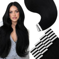 YoungSee 26 Inch Tape-In Human Hair Extensions Black Long Straight Pack of 1 - 20 Pieces