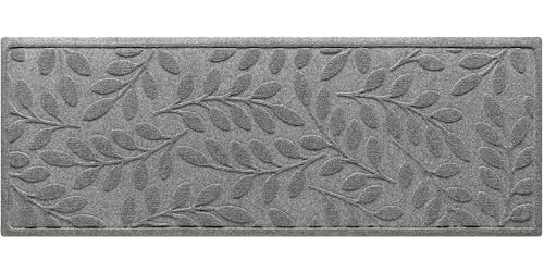 WaterHog Brittney Leaf Front Door Mat Runner 22"x60" Grey - All-Weather Indoor/Outdoor