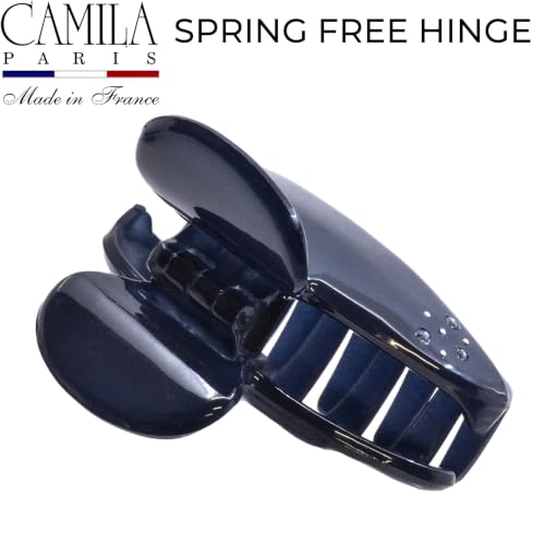 Dark Blue French Hair Claw Clip for Thick Hair - 2.75 Inch, No Slip, Crystal Accents