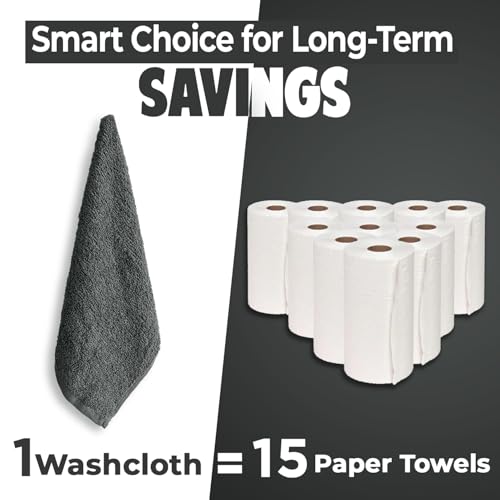 Assorted 24 Pack Cotton Washcloths for Face & Body, Grey & White