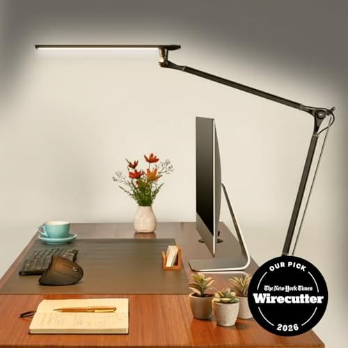 Black Clamp Desk Lamp with 3 Color Modes Dimmable Architect Light