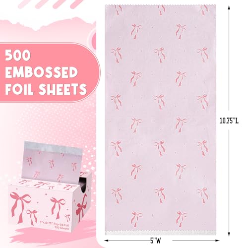 Pink Bow Hair Foils for Highlighting - 500 Sheets, 5 x 10.75 in, Salon Use - AmazingSpark Variation