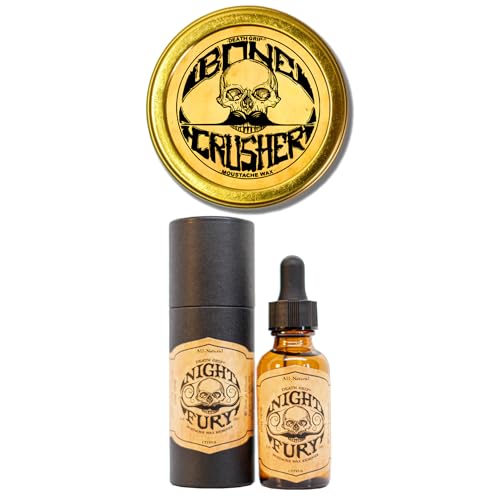 THE VINTAGE GROOMING CO. Bone Crusher Extra Strong Mustache Wax and Night Fury Mustache Wax Remover Oil Set