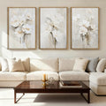 Neutral Floral Wall Art Set of 3 - 16x24 Inch Canvas Wall Decor for Living Room & Bedroom - Variation: 24L x 16W