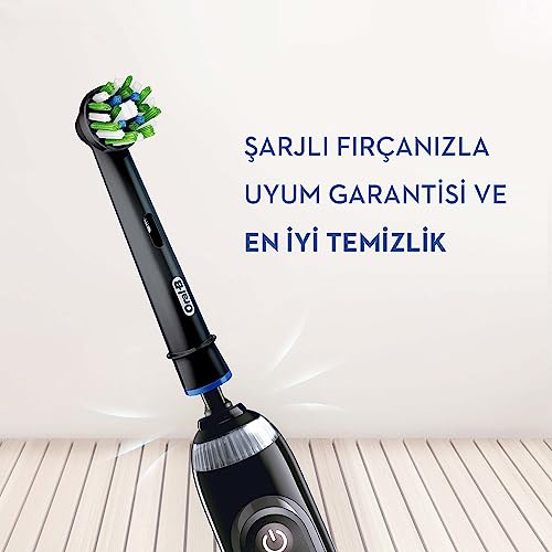 Oral-B Black CrossAction Replacement Toothbrush Heads 4 Pack - Compatible with All Oral-B Electric Brushes