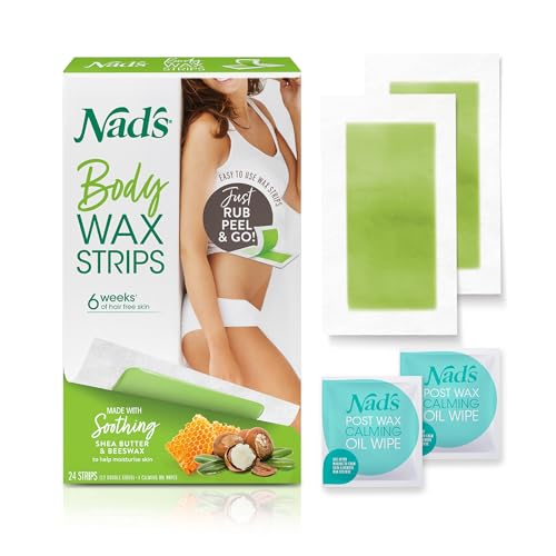 Nad's Facial (48 Strips) and Body (24 Strips) Wax Hair Removal Kits for Women - Natural Beeswax Formula
