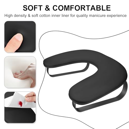 Wenxintek U-Shaped Nail Arm Rest for Manicure Salon & Home Use, Leather Hand Support with Aluminum Alloy Holder