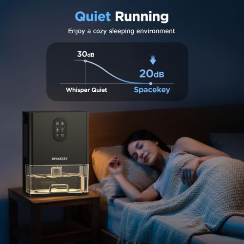 Spacekey 1000 sq ft Dehumidifier with 106oz Tank, Timer & Nightlight