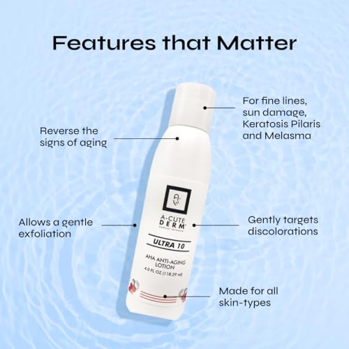 A-Cute Derm Ultra 10 AHA Anti-Aging Lotion 4 oz – Exfoliating Face & Body