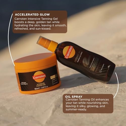 Carroten Intensive Tanning Gel + Oil Spray | Browning Tan Accelerator | Carrot & Coconut Oil | Vitamin A + E for Moisture & Hydration | Water-Resistant, Non-Greasy | Made in Greece | 6.7 oz + 5 oz