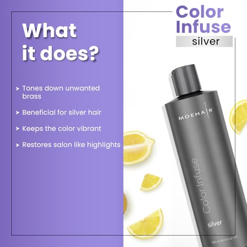 MOEHAIR Silver Hair Toner for Gray & White Hair - Sulfate-Free, 12 Fl Oz