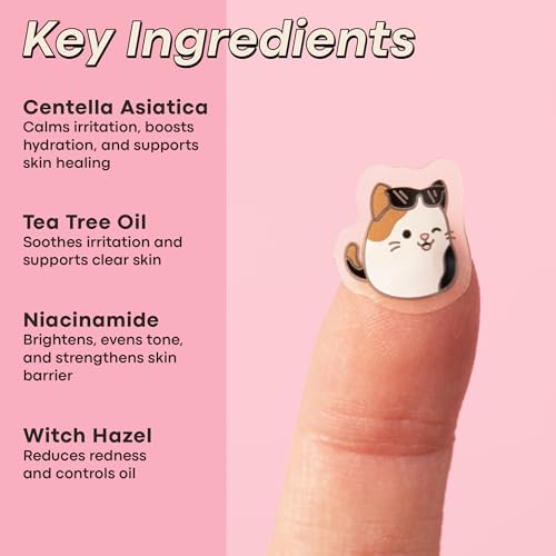 TONYMOLY x Squishmallows Cam the Calico Cat Blemish Patches ? Centella Asiatica Hydrocolloid Acne Treatment Stickers for Face ? Cute K-Beauty Pimple Patch ? 36 Count