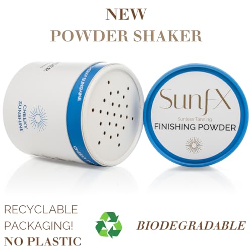 SunFX Post Spray Tan Translucent Finishing Powder | Talc Free | Sunless Tanning Powder with Large Professional Fan Dusting Brush | Cheeky-Sunshine
