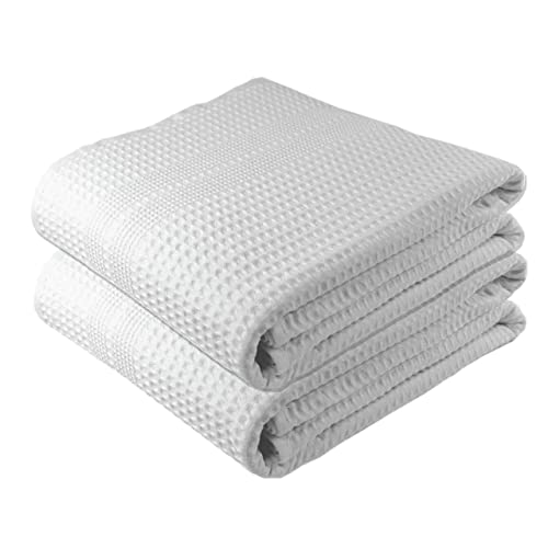 White Waffle Bath Sheet Set - Oversized 40x80 Quick Dry Towels for Adults, 2 Pack