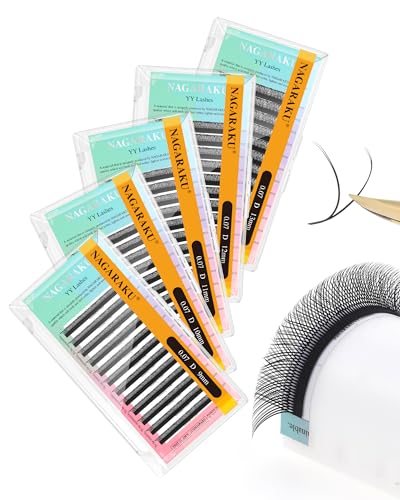 YY Lash Extensions 0.07 D - Mixed Length 9-13mm, 5 Trays Set - Professional Eyelash Fans