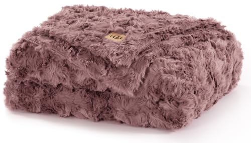UGG Adalee Faux Fur Throw Blanket Red Gooseberry 50" x 70" – Plush & Warm