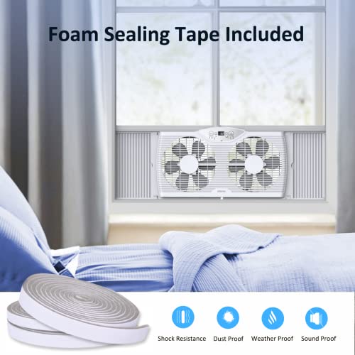 Shinic 9-Inch Window Fan with Thermostat & Reversible Airflow, LED Display