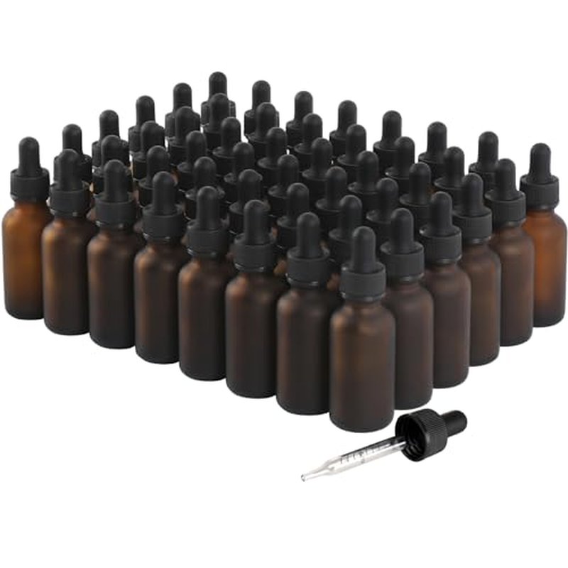 48 Pack,1oz Glass Dropper Bottle, Amber Tincture Bottles with Dropper, Pretty Finish for All Kinds of Liquids,Oil Bottles for Hair- Stronger Suction ideal for Leakproof Travel