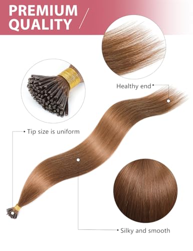 I Tip Hair Extensions 200g/200s - 26 Inch Brown Synthetic Straight for Women - Variation of 26 Inch / Brown