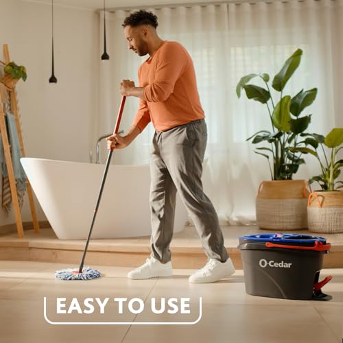O-Cedar RinseClean Spin Mop & Bucket System with 2 Extra Microfiber Refills – Cleans with Water, Removes 99% of Bacteria