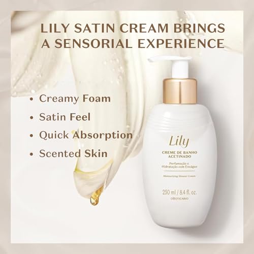 O Botic?rio Lily Satin Cream Cleanser, Moisturizing Bath Time with Hydration and Luxurious Fragrance, 8.4 Ounce (250ml)