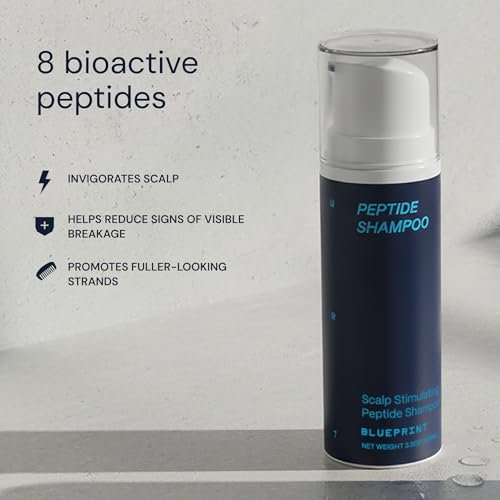 Blueprint Bryan Johnson Peptide Shampoo ? 8-Peptide Scalp Treatment with VEGF, Caffeine, Menthol & Arginine ? Fragrance-Free & Gentle Formula for Fuller-Looking, Stronger Hair (3.5oz)