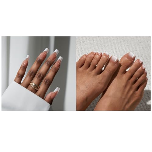 btartboxnails XCOATTIPS White Brown Square Nail Tips and Ombre Toe Nails Set