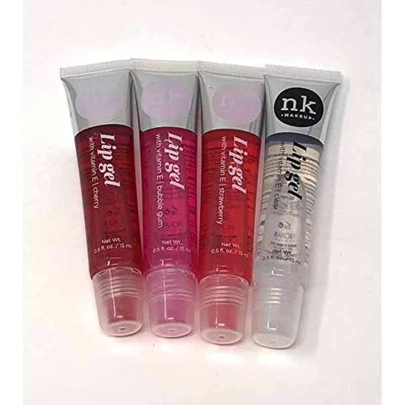 4 Pack Nicka K Lip Gel (CLEAR, STRAWBERRY, CHERRY, BUBBLE GUM)