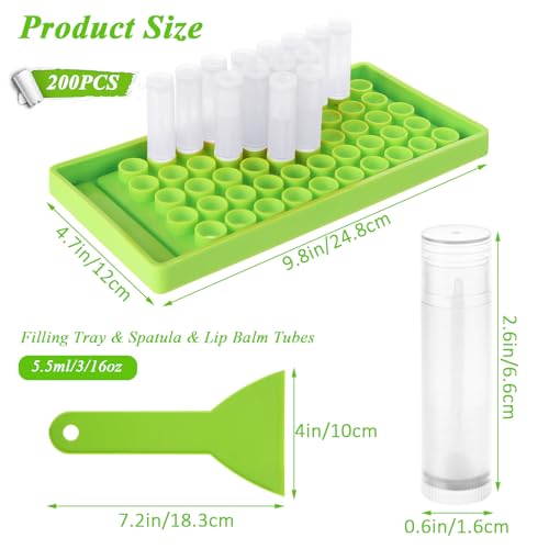Clear 200PCS Lip Balm Tubes with Caps, Filling Tray & Spatula Set — DIY Lipstick & Lip Balm Containers