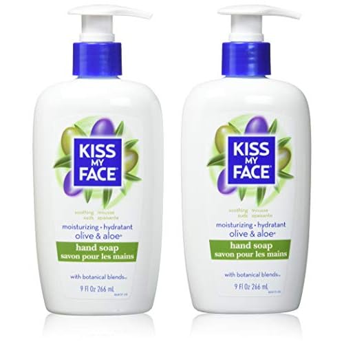 Kiss My Face Moisture Liquid Hand Soap, Green, Olive Oil & Aloe Vera, 54 Fl Oz, Pack of 6