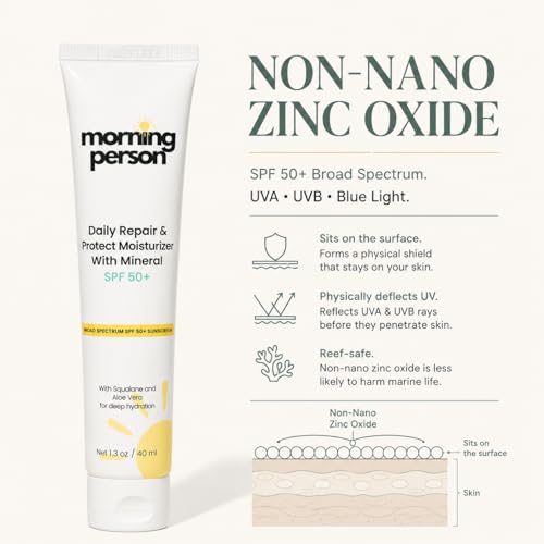 Mineral SPF 50+ Face Moisturizer with Non-Nano Zinc Oxide + Squalane – 2-in-1 Daily Sunscreen & Hydration