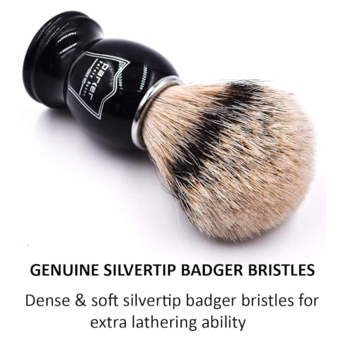 Shaving Brush with Silvertip Badger Bristles & Black Resin Handle - Parker BHST, Variation of THIS listing