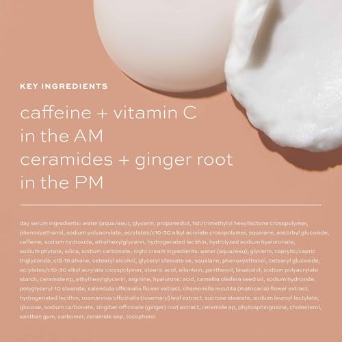 ITK Skincare Day +Night Undereye Cream Duo -AM Day Cream With Vitamin C + Caffeine To Depuff Under Eyes + Brighten Skin- PM Night Cream With Ceramides+ Ginger Root Extract For Anti Aging Deep Moisture
